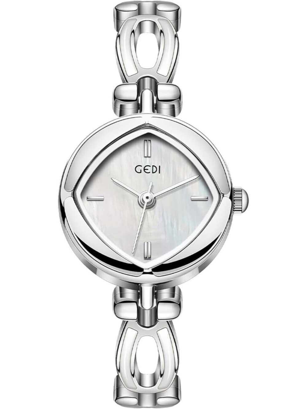 Women's Silver White Quartz Waterproof Rhombus Dial Retro Elegant Wrist Watches